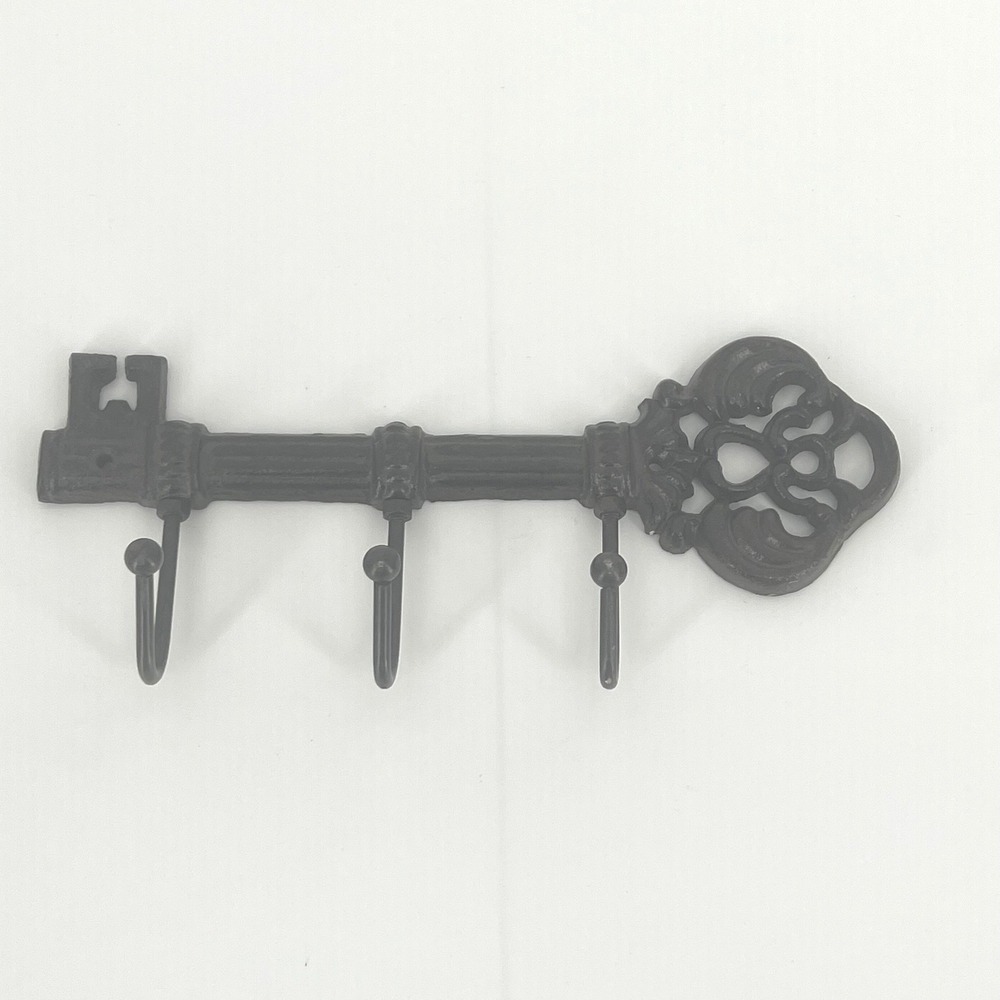 Skeleton Key Wall Hook Rack Cast Iron Victorian Black Rustic Whimsygoth 9.5"